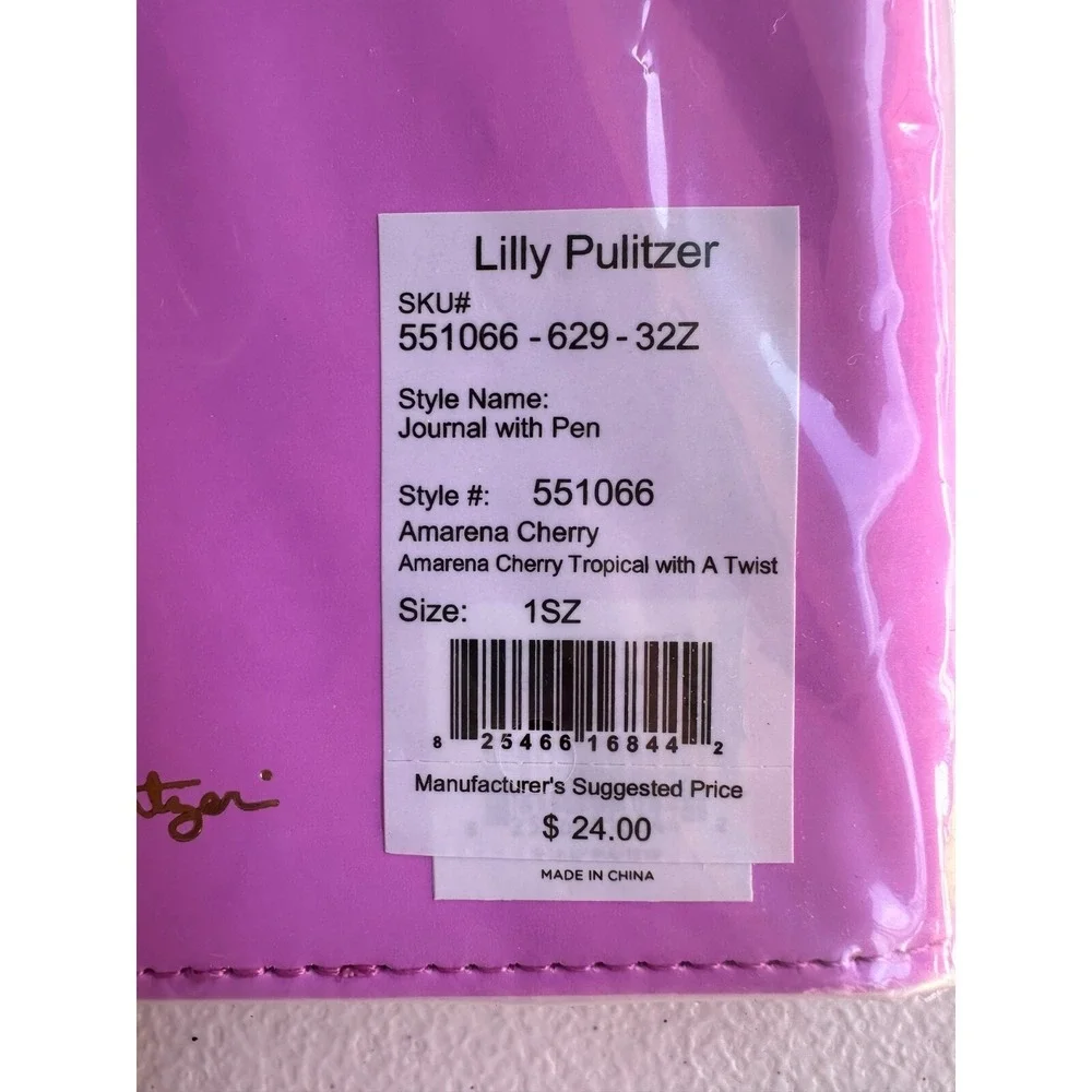 Lilly Pulitzer Journal Pen Amarena Pink Cherry Tropical Twist 128 Lined Pgs NEW